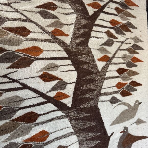 Tree of Life Kilim Birds Rug Wool Tapestry Art Woven Egyptian Pictorial MCM - Picture 7 of 11